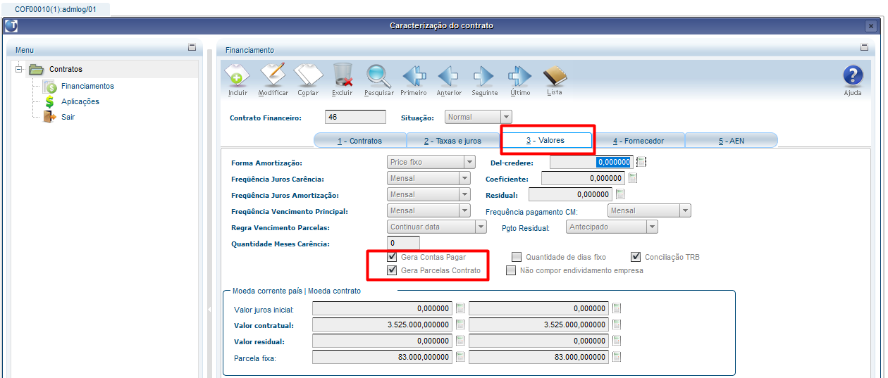 Cross Segmentos Linha Logix COF Parâmetros para integração das