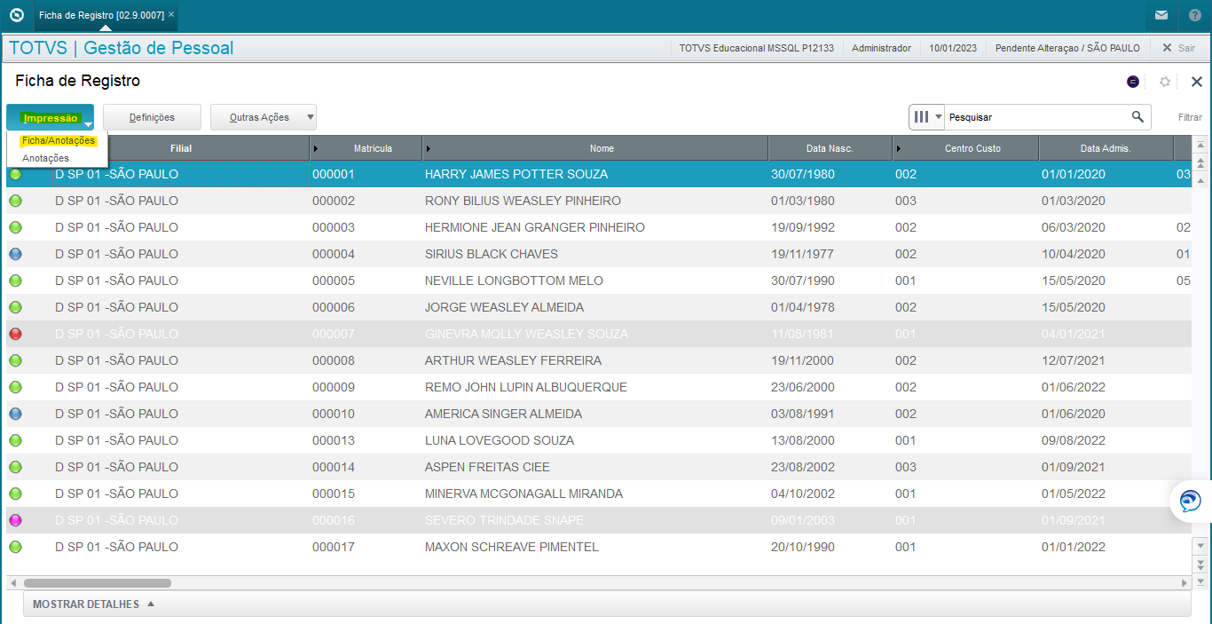 Rh Linha Protheus Gpe Como Imprimir Uma Ficha De Registro Central De Atendimento Totvs 9311