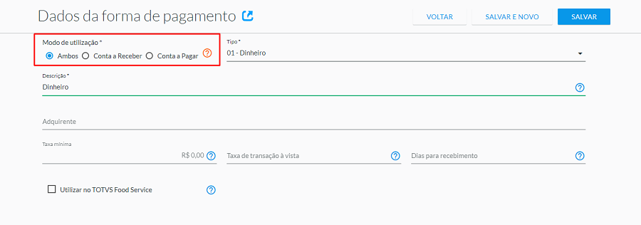 Totvs Food Com Como Cadastrar Uma Forma De Pagamento Central De Atendimento Totvs 1329