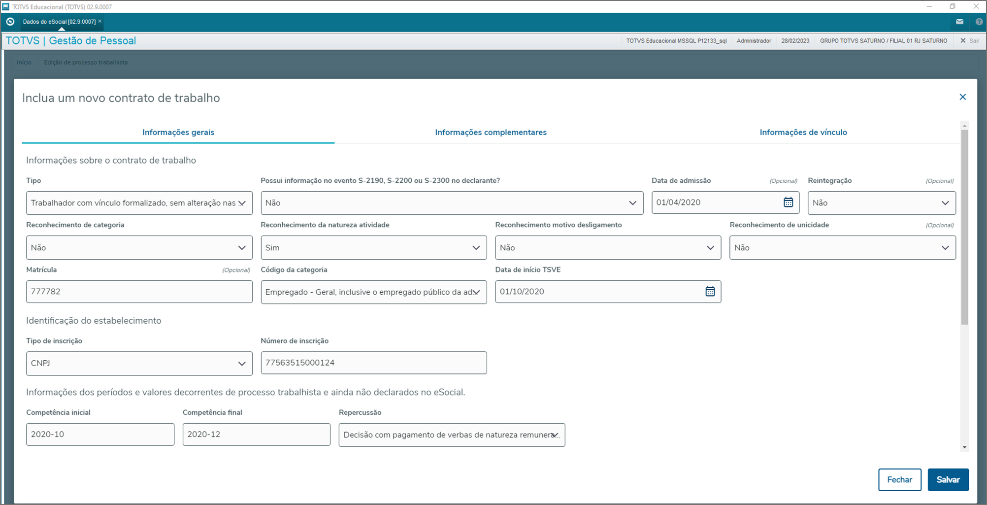 Rh Linha Protheus Gpe Esocial S 2500 Como Realizar Alteração No Contrato De Trabalho 2905