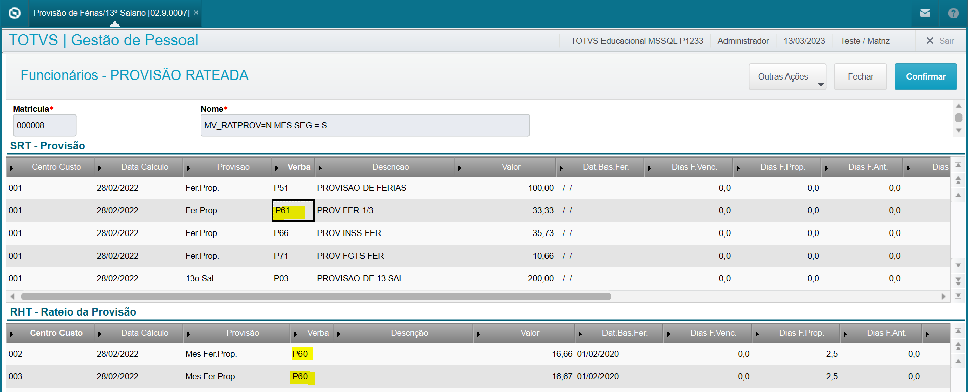 RH - Linha Protheus - GPE - Como realizar a contabilização de provisão ...