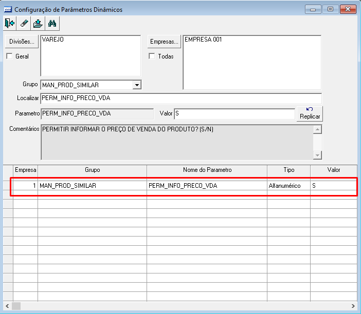 Varejo Supermercados Parâmetro Como Habilitar a Inserção de Valor