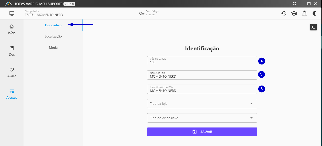 Varejo Moda Totvs Varejo Meu Suporte Configurar A Identificação Do Dispositivo Central 2027