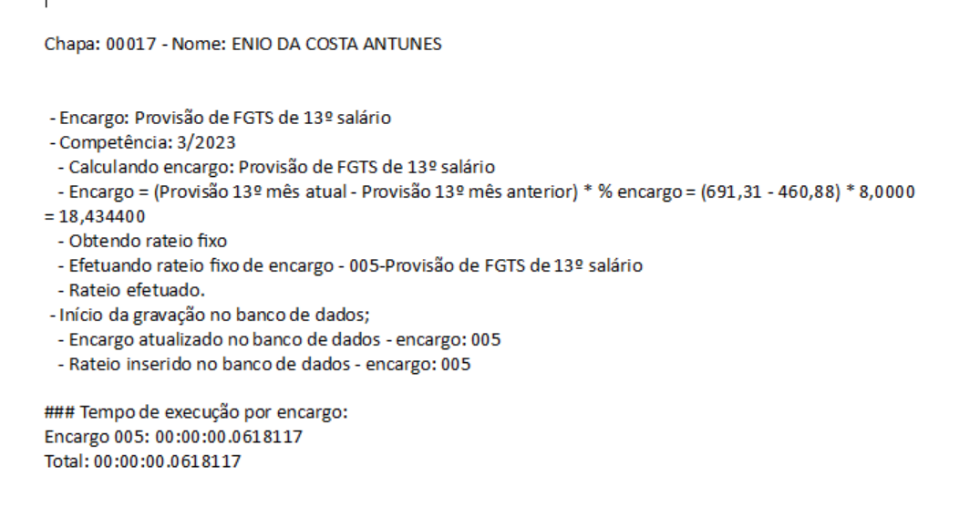 Rh Rm Fop Gera O Do Encargo Tipo Provis O De Fgts De O Sal Rio Central De