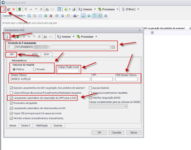 Rm Sau Configuração Do Lançamento Automático De Requisições Opm Para Aih Central De 0515