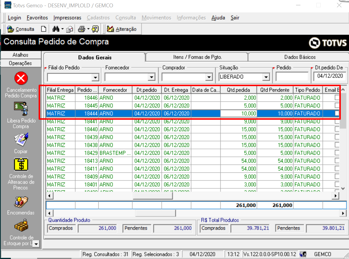 Ga Totvs Varejo Homecenter Linha Gemco Entradas Efetuar Entrada