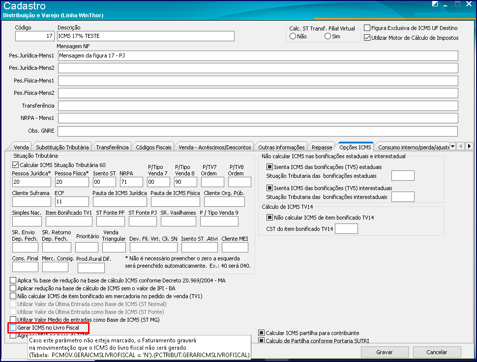 WINT - Qual a parametrização para utilizar Módulo Fiscal