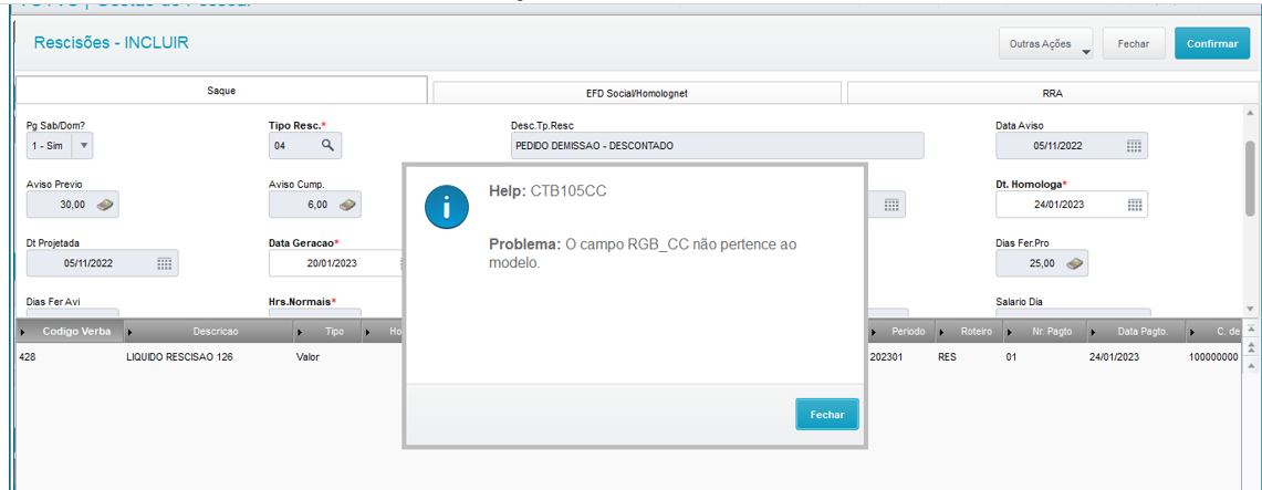 Rh Linha Protheus Gpe Mensagem Ao Calcular Rescisão Complementar Por Plr Help Ctb105cc 2264