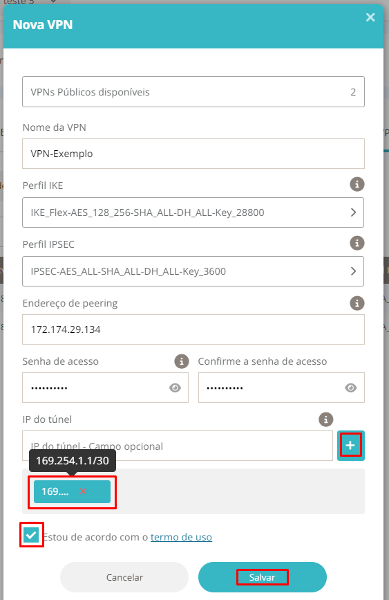 CLOUD - IAAS - Editar Perfil de Rotas de VPN – Central de Atendimento TOTVS