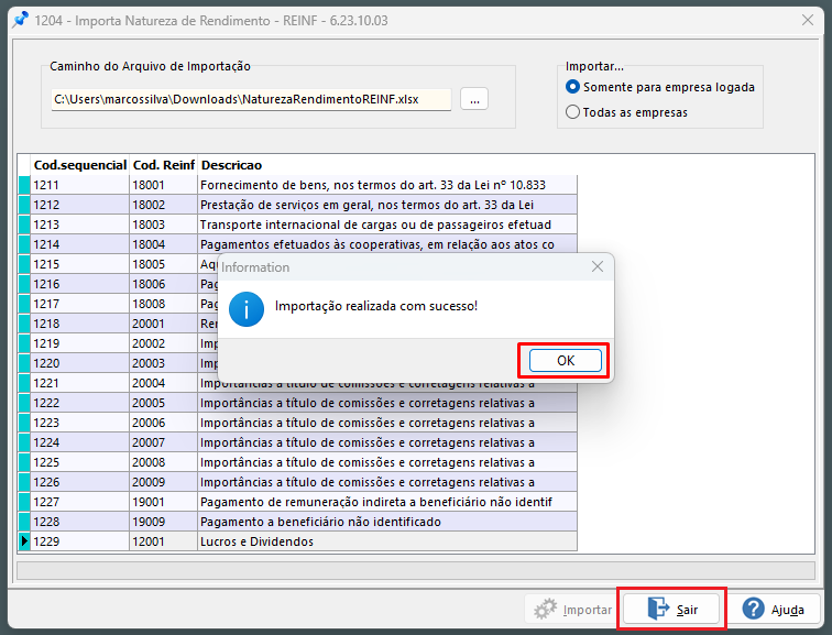 Capítulo 102. Interface importação rexturadvance