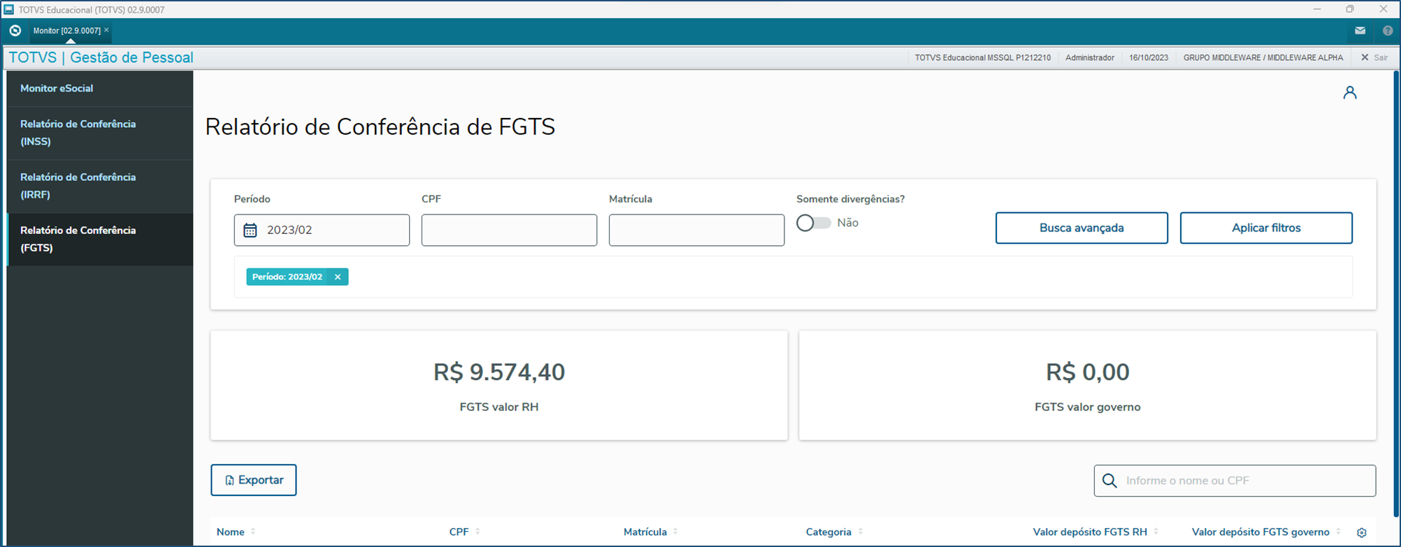 Rh Linha Protheus Gpe Esocial Middleware Como Gerar O Relat Rio De Confer Ncia Do Fgts