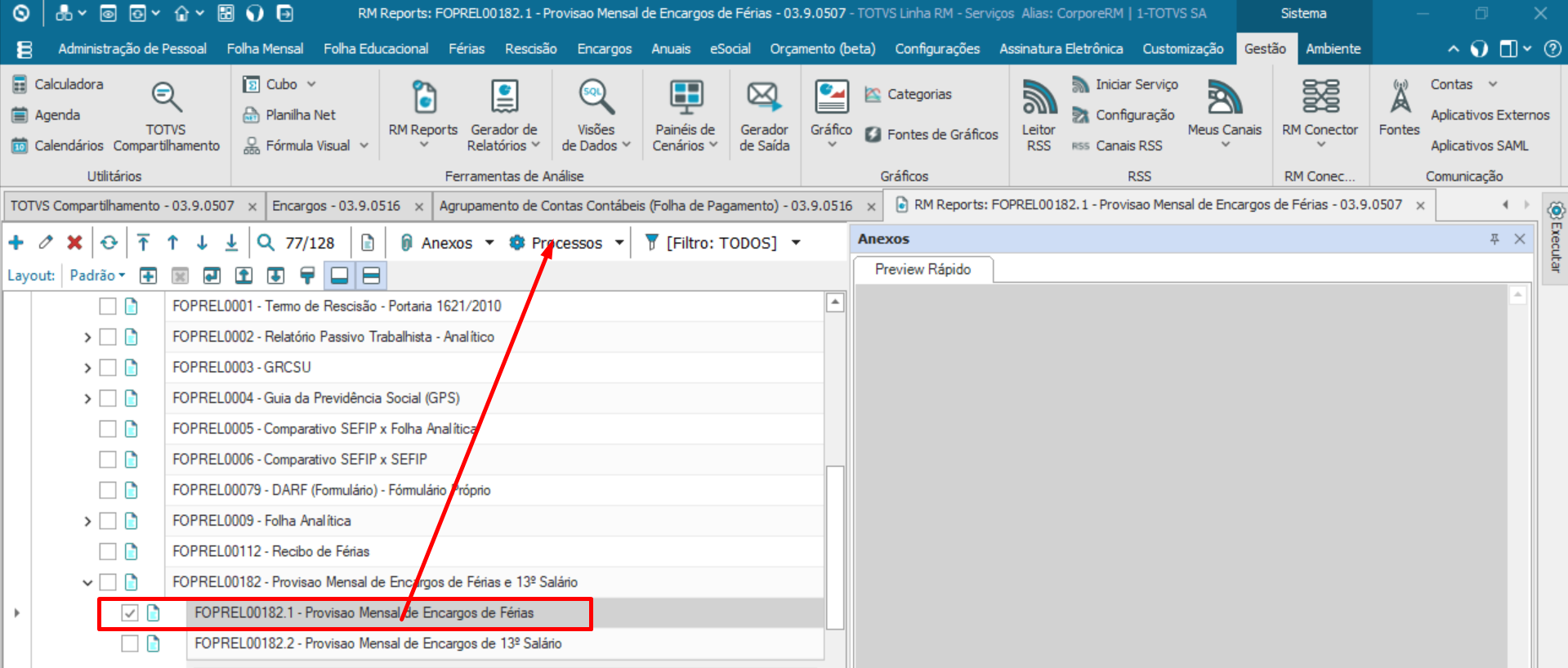 RH - RM - FOP - Geração do relatório de provisão FOPREL00182. 1 ...