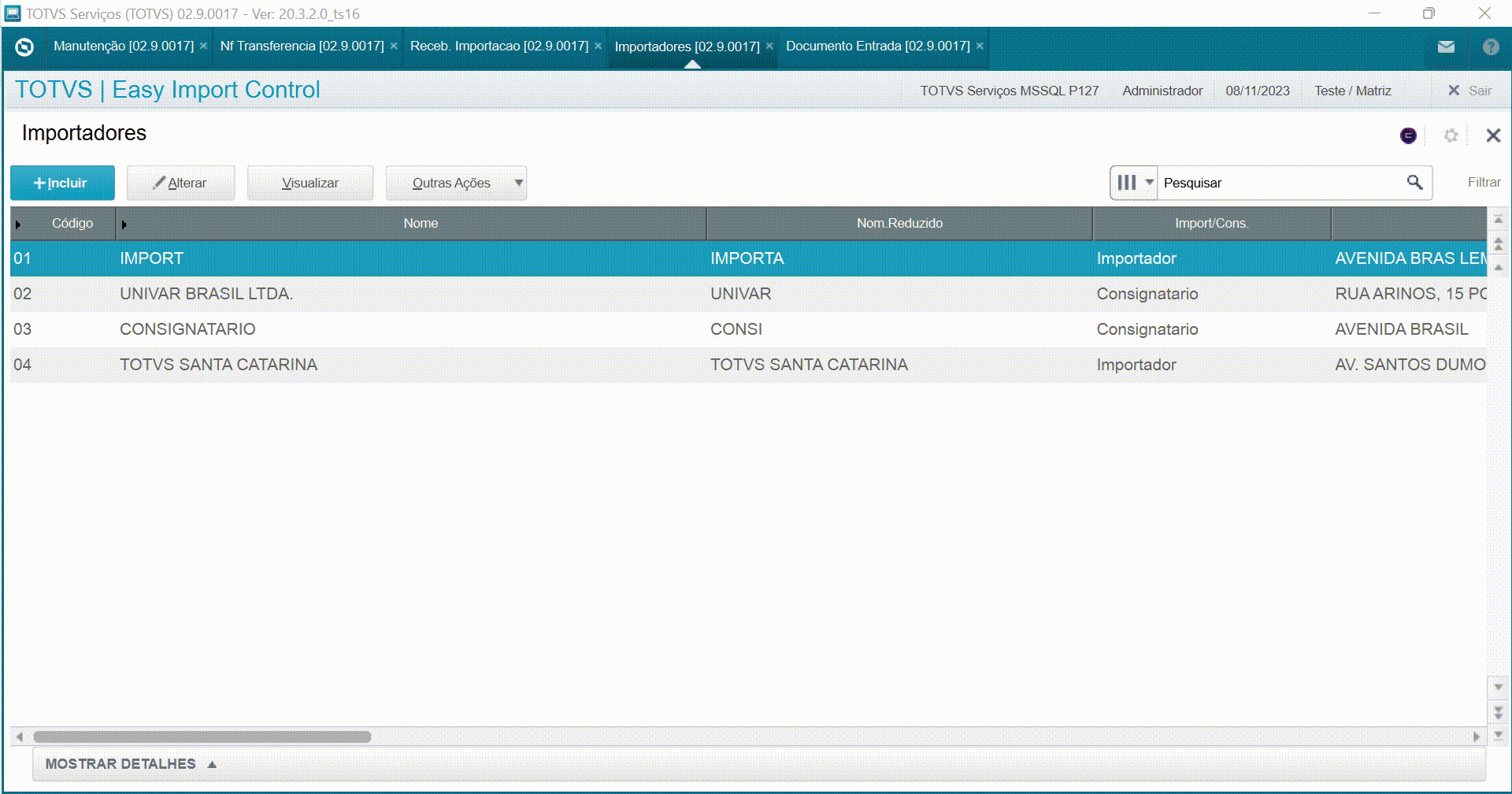 Cross Segmento TOTVS Backoffice Linha Protheus SIGAEIC Código do