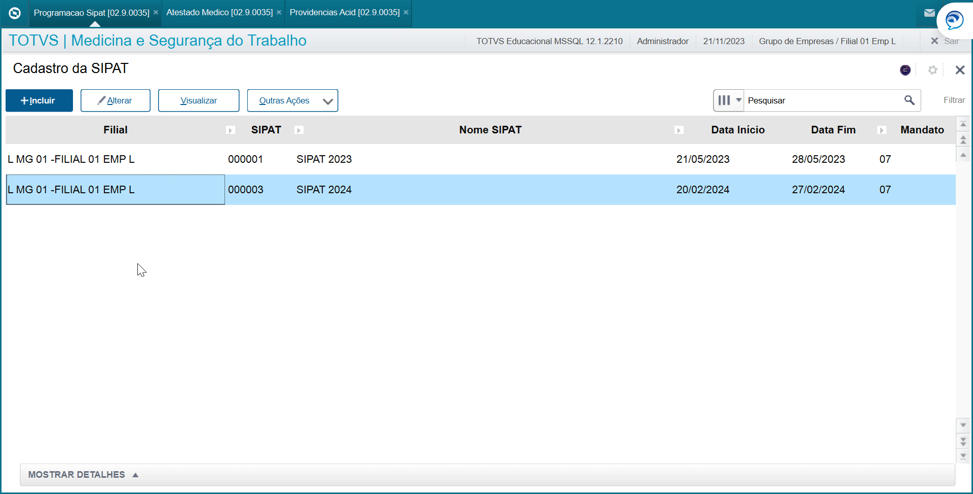 RH Linha Protheus MDT Como realizar programação da SIPAT (Semana