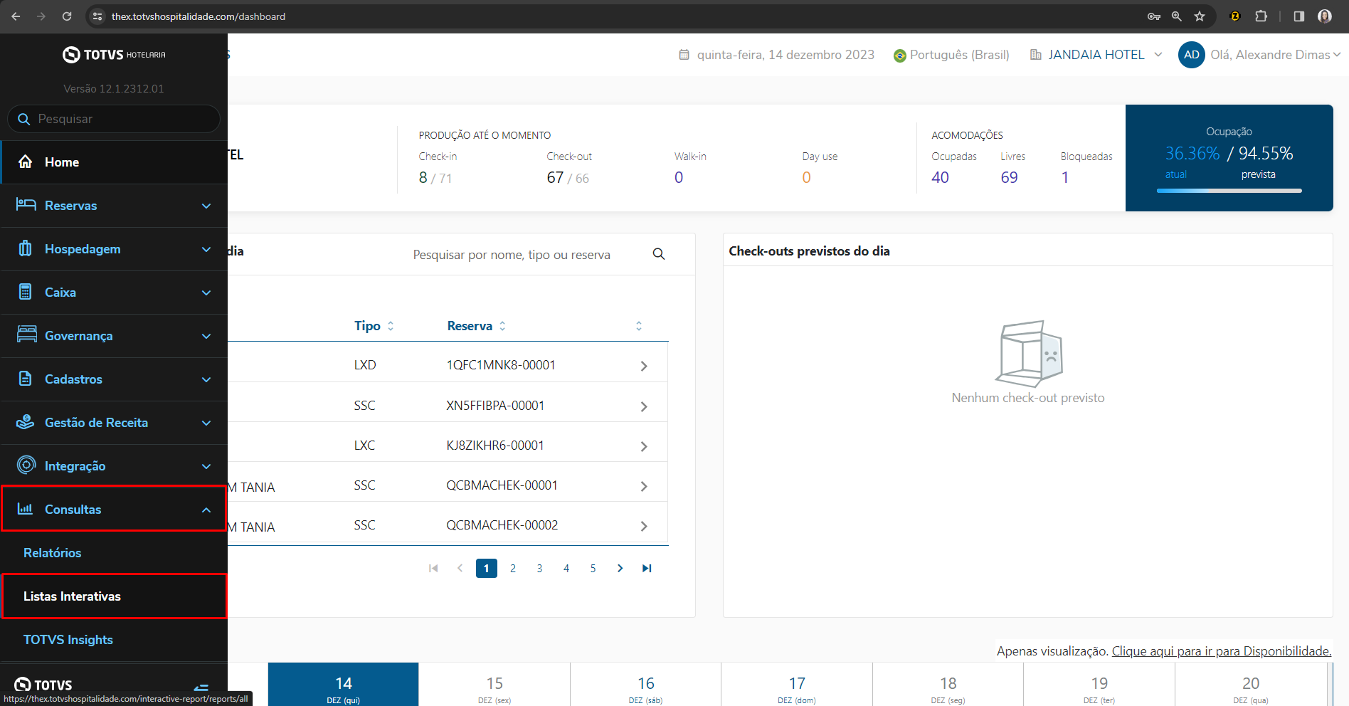 Hotelaria - TOTVS Backoffice (Linha CMNET) - Thex PMS - Como Visualizar ...