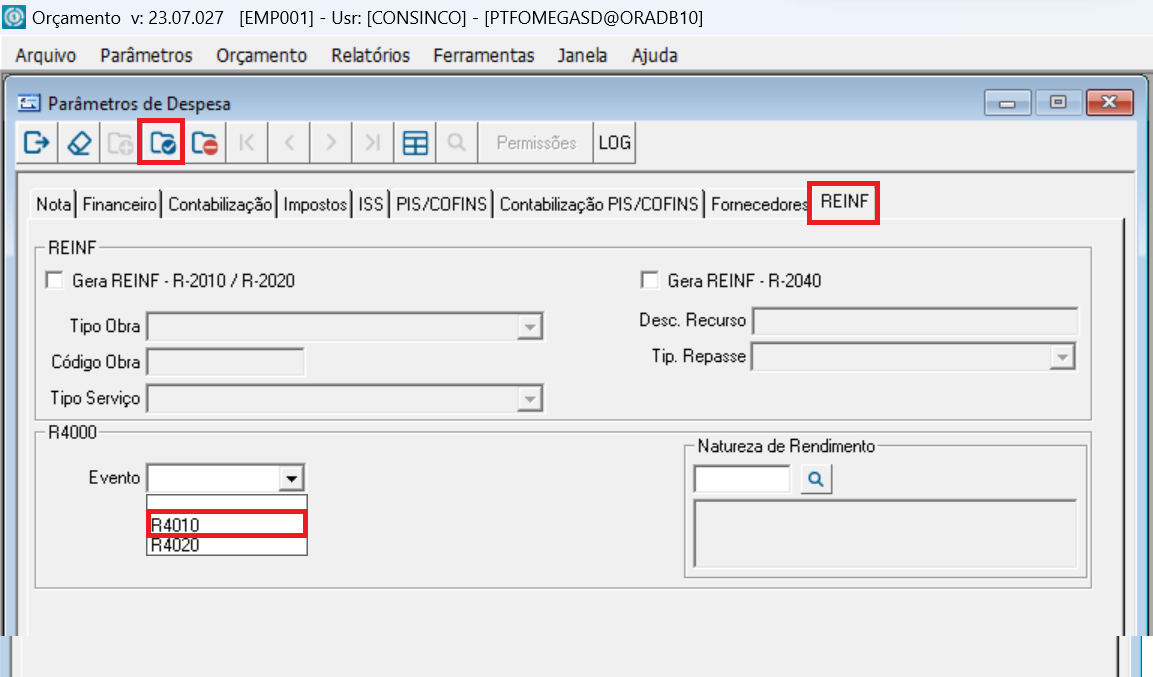 Varejo Supermercados Orçamento Como parametrizar o evento R 4010