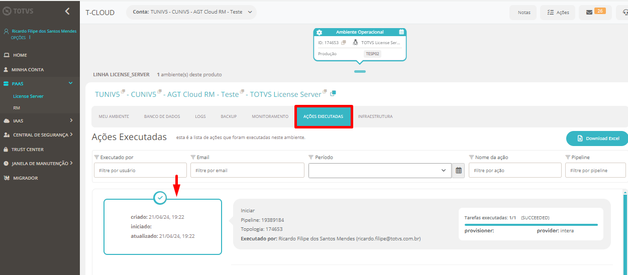CLOUD - RM - Iniciar License Server via T-Cloud – Central de