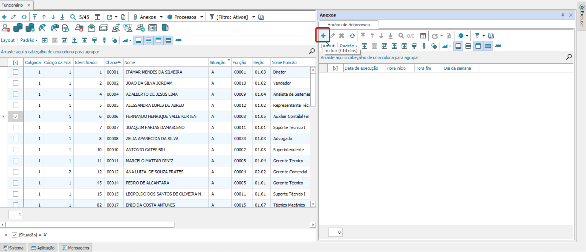 RH RM PTO Como configurar horário de Sobreaviso Central de