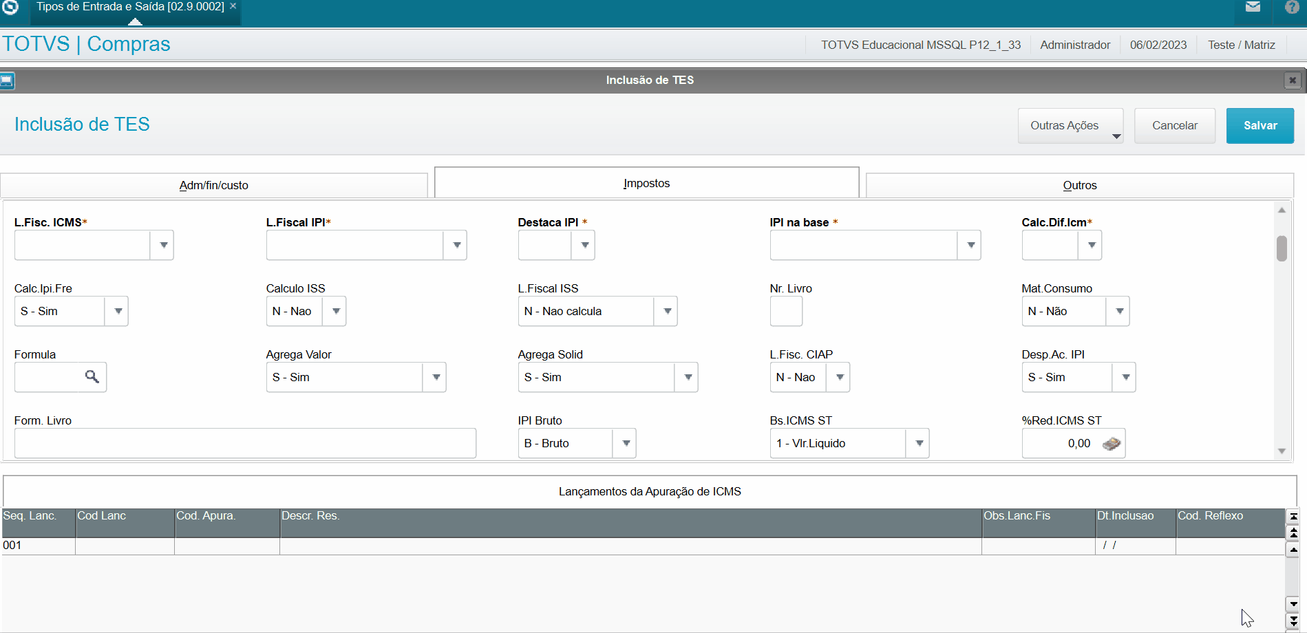 Cross Segmentos - Backoffice Protheus - Doc. Eletrônicos - 876