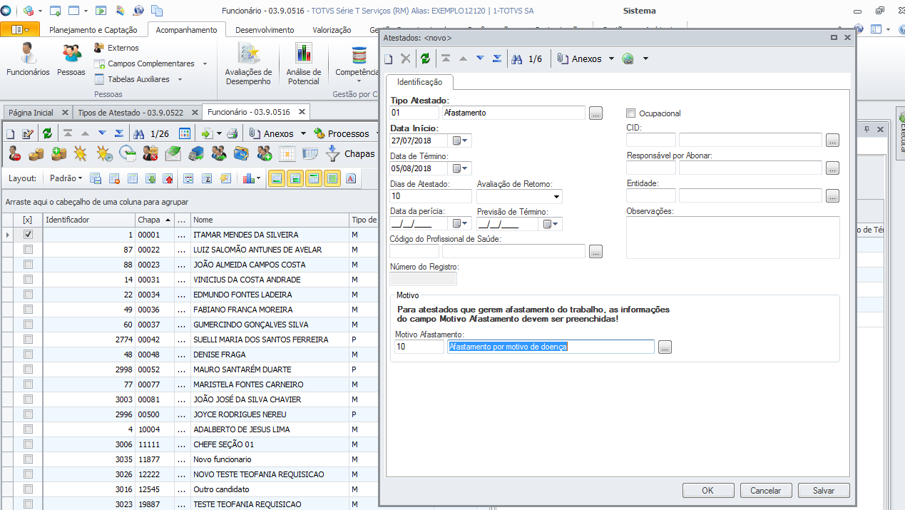 RH RM SMT Cadastrar Atestado Que Gera Afastamento No TOTVS Folha