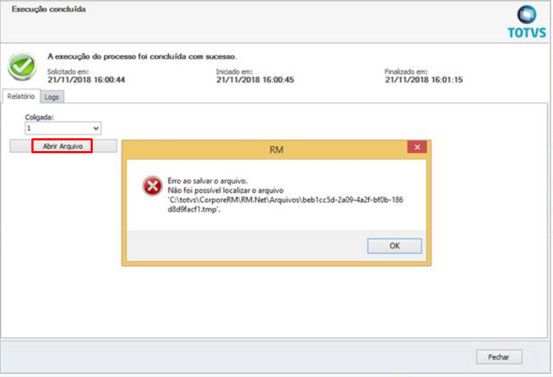 Framework - Framework RM - BD - Executor de Scripts não abre após a  confirmação da mensagem de aviso – Central de Atendimento TOTVS