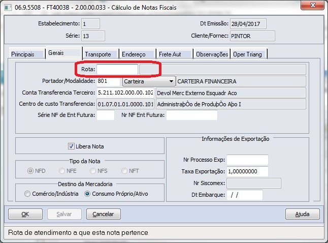 Cross Segmentos Linha Datasul Nfe Rejeição 355 Informar O Local 1922