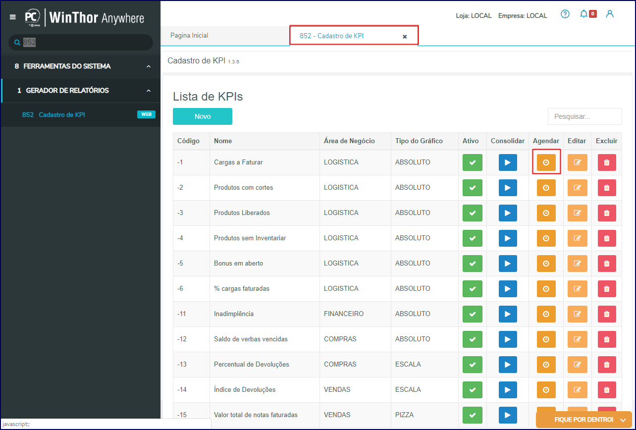 Wint Como Configurar A Consolida O Autom Tica Das Kpi S No Winthor