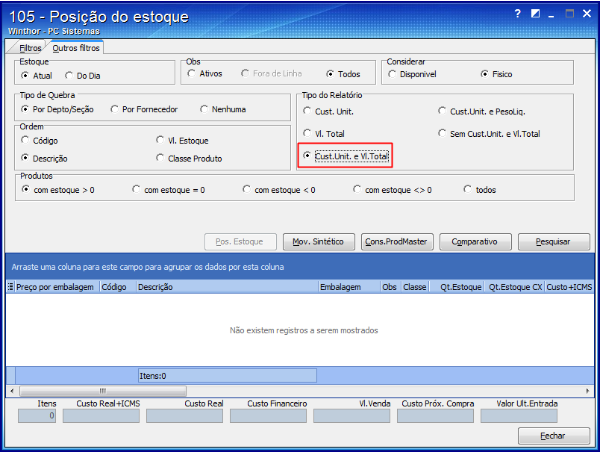 Wint Como Gerar Relat Rio De Estoque Valores Unit Rios E Totais