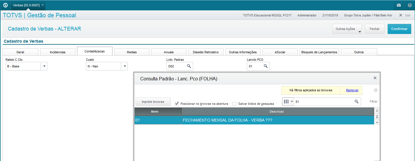 Rh Linha Protheus Gpe Configura O E Gera O Pco Processo Fechamento Mensal Da