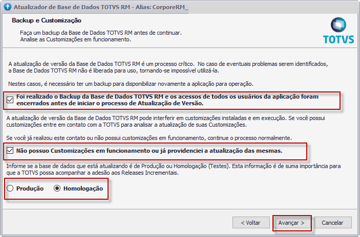 Framework - Framework RM - BD - Executor de Scripts não abre após a  confirmação da mensagem de aviso – Central de Atendimento TOTVS