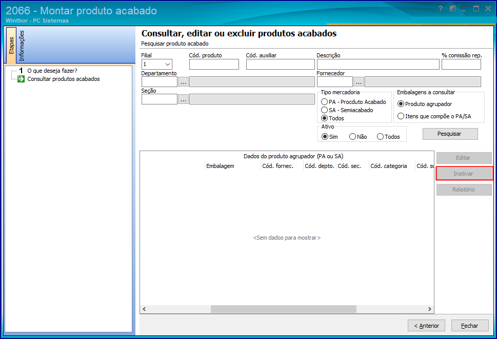 WINT Como Excluir Ou Inativar Produtos Acabados Na 2066 Central De