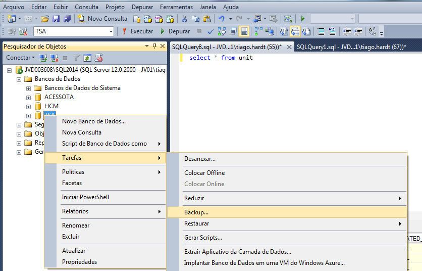 Rh Linha Datasul Tsa Backup Do Banco De Dados Sql Server Central De Atendimento Totvs