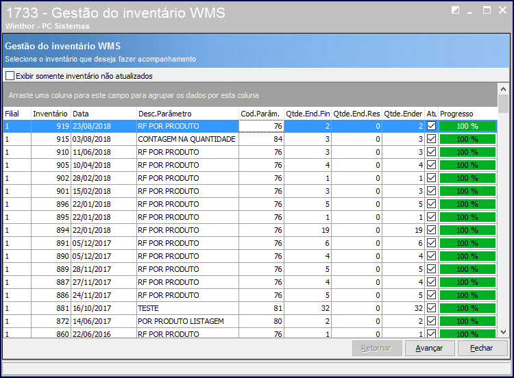Wint Como Apurar Inventário Via Rotina 1733 Gestão Do Inventário Wms Central De 4156