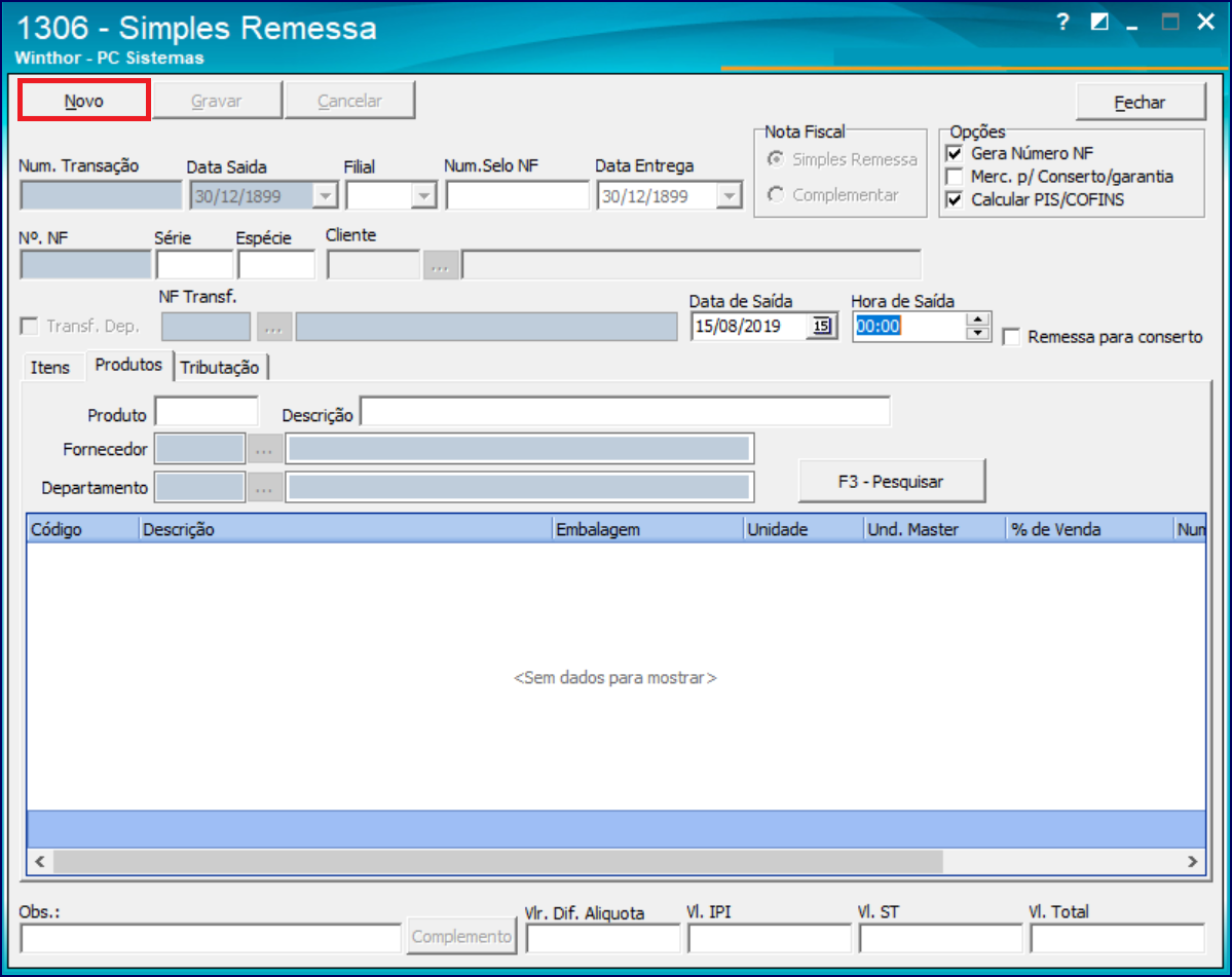 Wint Como Gerar Nota Fiscal Simples Remessa Na Rotina Central