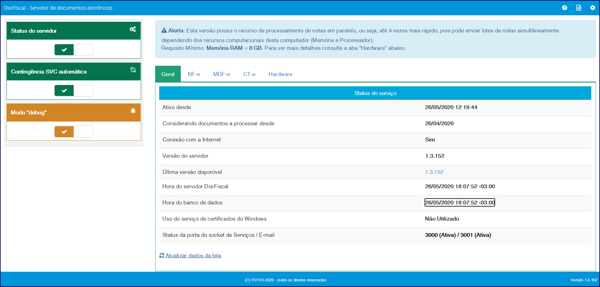 WINT - Como alterar dados da empresa ou do emitente no DANF-e para a rotina  1452 – Central de Atendimento TOTVS