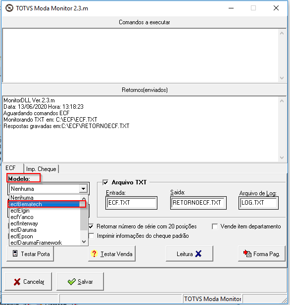 VA VAR Configuração TOTVS Moda Monitor Central de Atendimento TOTVS