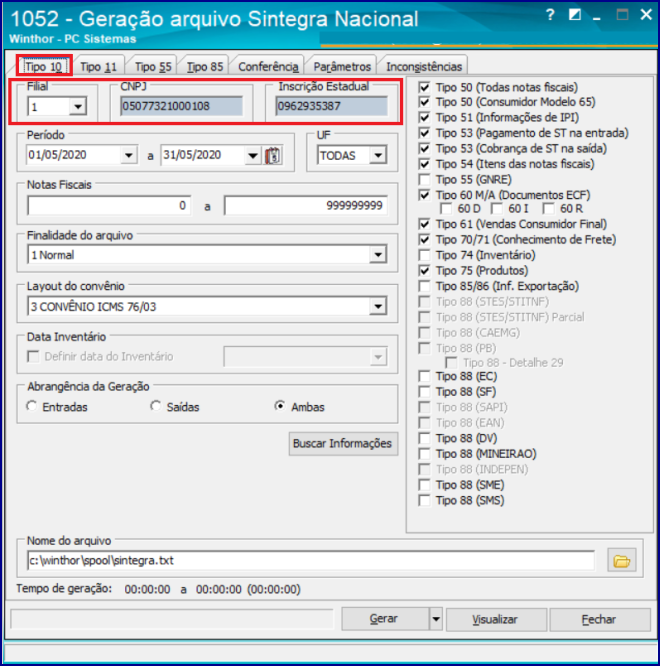 Wint Como Proceder Para Gerar O Arquivo Do Sintegra Na Rotina 1052 Central De Atendimento Totvs 1034