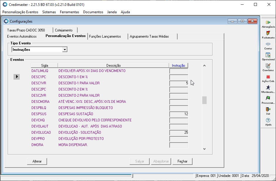 TFS - CF - DESCONTO POR FAIXA - Configuração De Instruções De Desconto ...