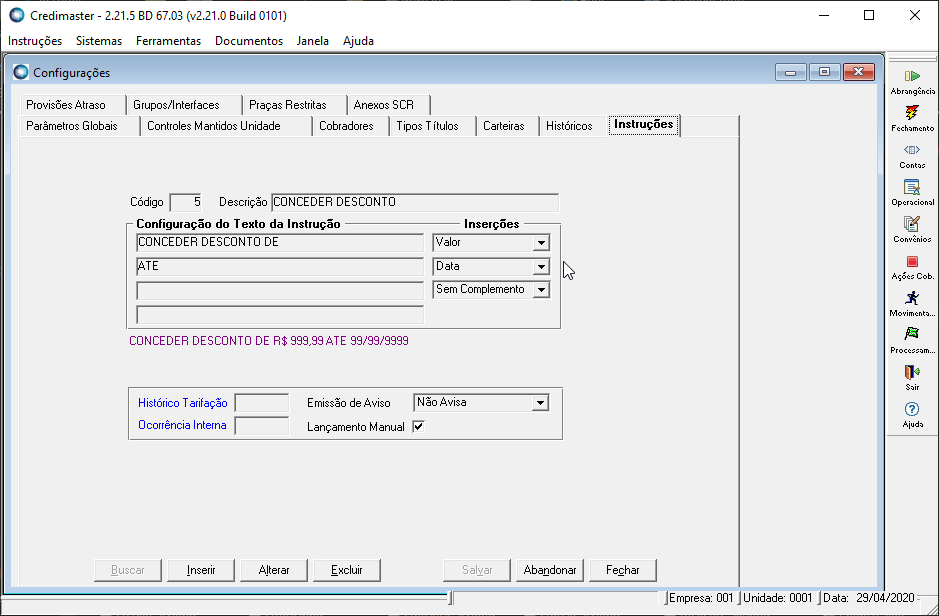 TFS - CF - DESCONTO POR FAIXA - Configuração De Instruções De Desconto ...