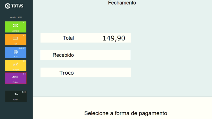 TL - PDV TOUCH - Operação de Venda – Central de Atendimento TOTVS