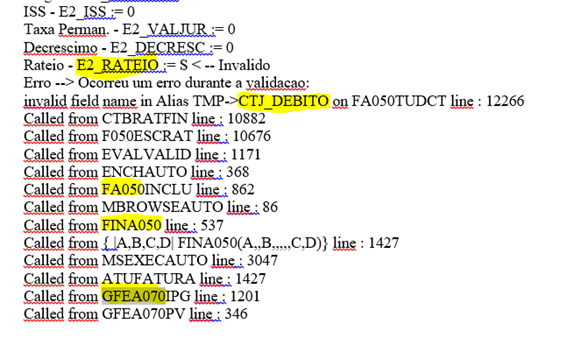 Mp sigafin fina050 rateio fatura gfe gerando erro central de 