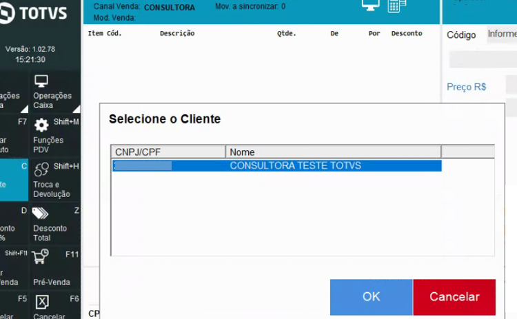 TL - PDV TOUCH - Operação de Venda – Central de Atendimento TOTVS