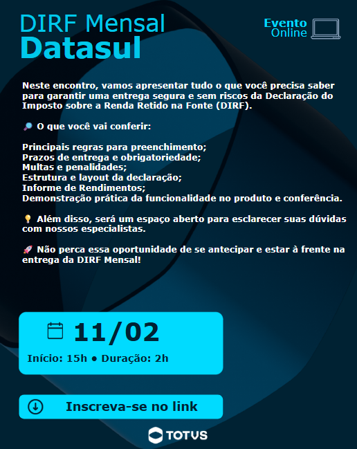 RH - Linha Datasul - eSocial - Com a substituição da DIRF 2026 como ...