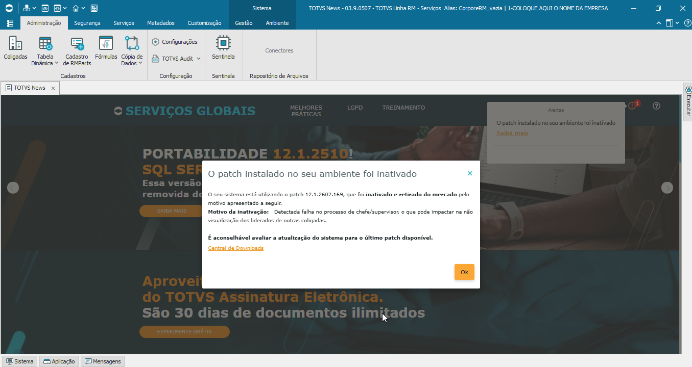 Print TOTVS News Alerta Patch instalado inativado detalhes.png