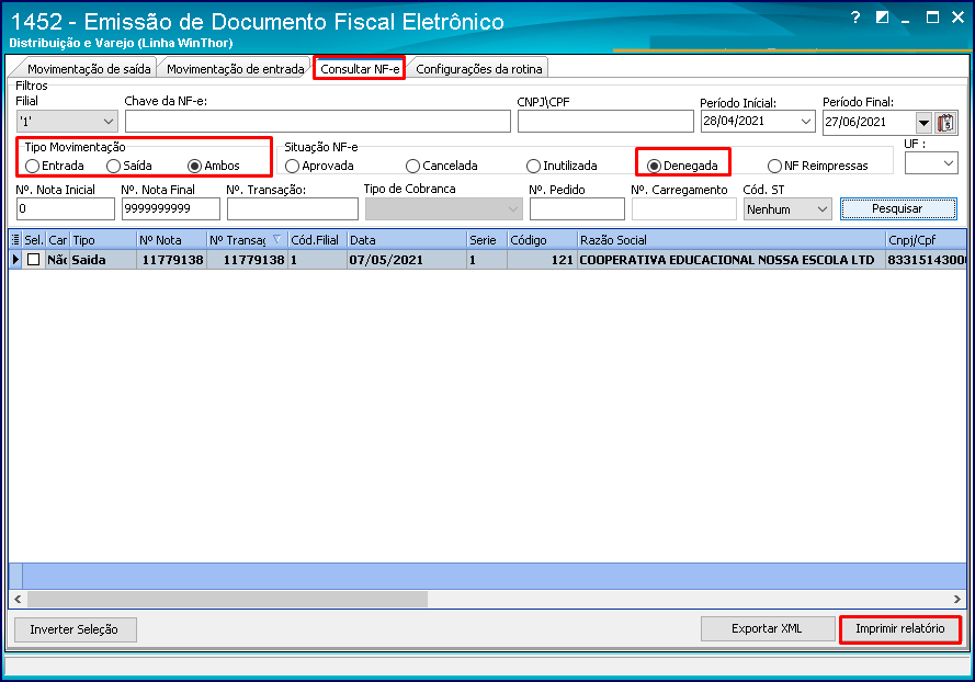 WINT - Como alterar dados da empresa ou do emitente no DANF-e para a rotina  1452 – Central de Atendimento TOTVS