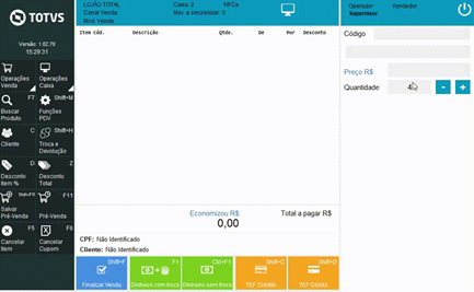 TL - PDV TOUCH - Operação de Venda – Central de Atendimento TOTVS