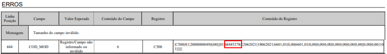Wint Como Corrigir O Erro Tamanho Do Campo Invalido Para O Campo 3 Codmod No Registro C500 4775