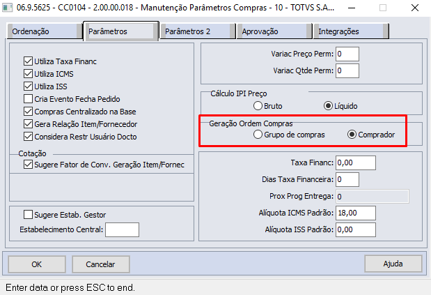 Cross Segmentos - Linha Datasul - MCC - Novo Estabelecimento de