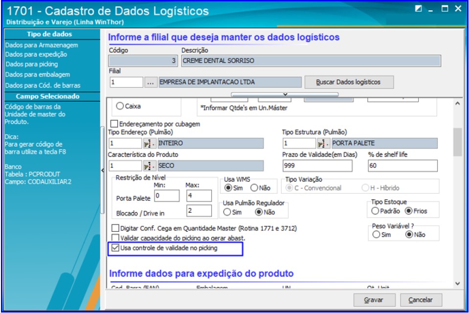 Wint Como Cadastrar Rotina De Controle Do Validade No Endere O