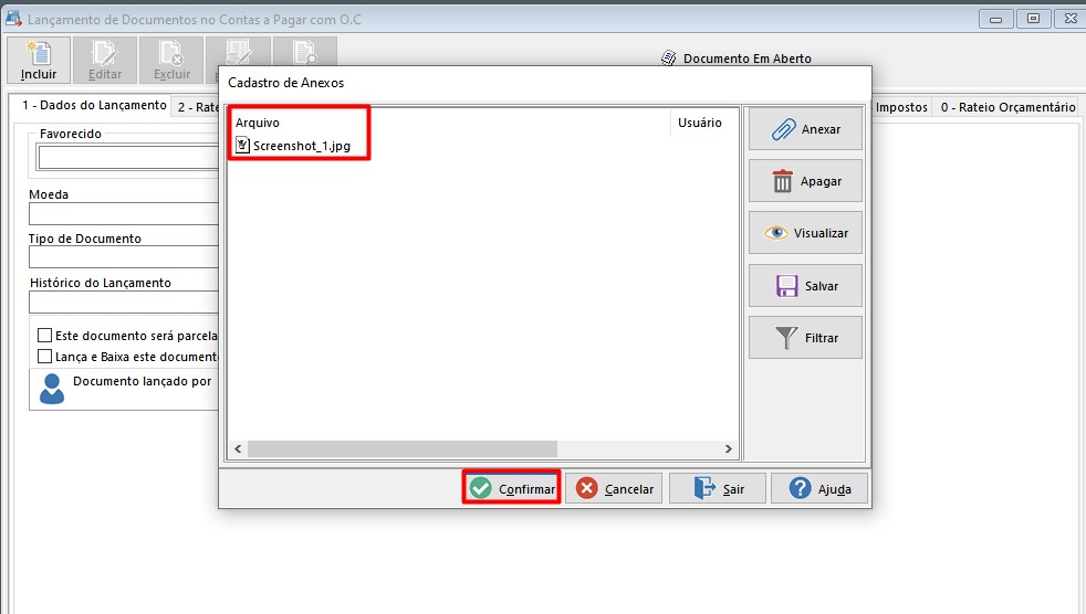 Como anexar um documento em um CPA no ERP Voalle 